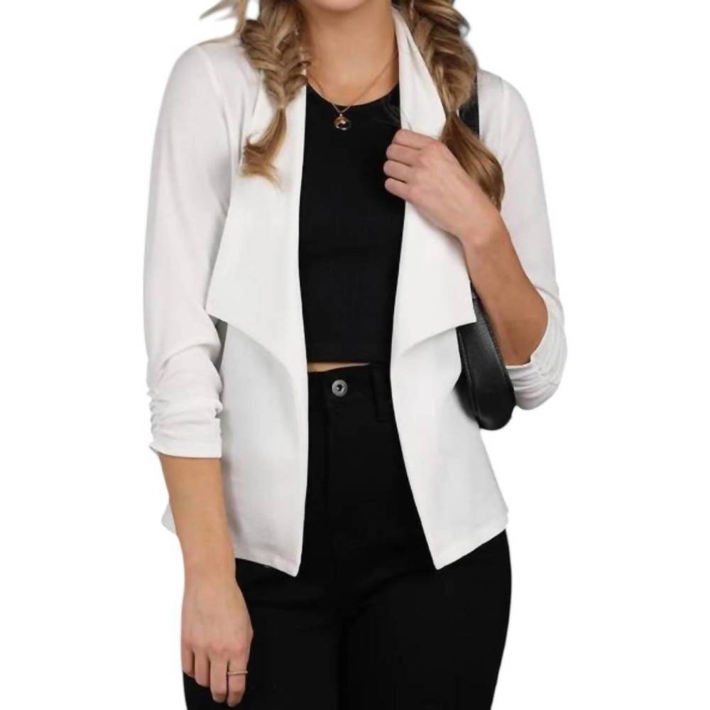 NEW NINEXIS shirring detailed open blazer in off white